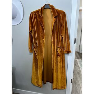 Boutique Women's Orange Open Front Velvet Duster Cardigan Size Large